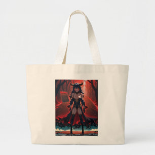 Demoness with Contact at Crossroads, Anime Demon Large Tote Bag