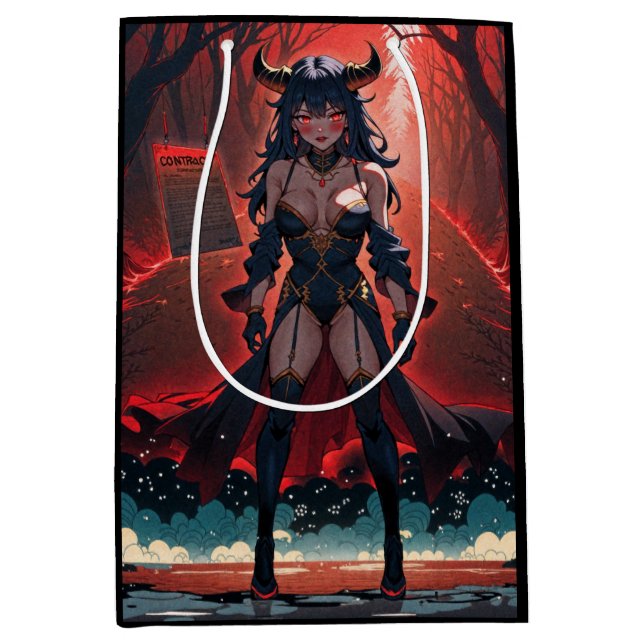 Demoness with Contact at Crossroads, Anime Demon Medium Gift Bag (Front)