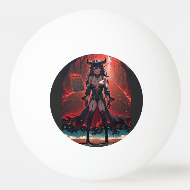 Demoness with Contact at Crossroads, Anime Demon Ping Pong Ball (Front)