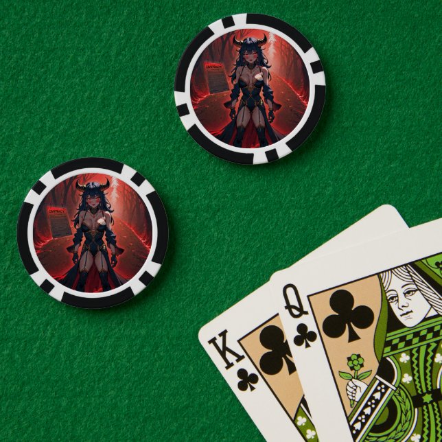 Demoness with Contact at Crossroads, Anime Demon Poker Chips (Poker Table (Double))
