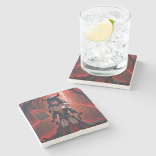Demoness with Contact at Crossroads, Anime Demon Stone Coaster