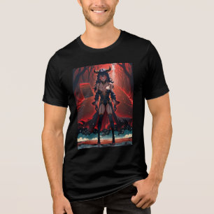 Demoness with Contact at Crossroads, Anime Demon Tri-Blend Shirt