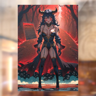 Demoness with Contact at Crossroads, Anime Demon Window Cling