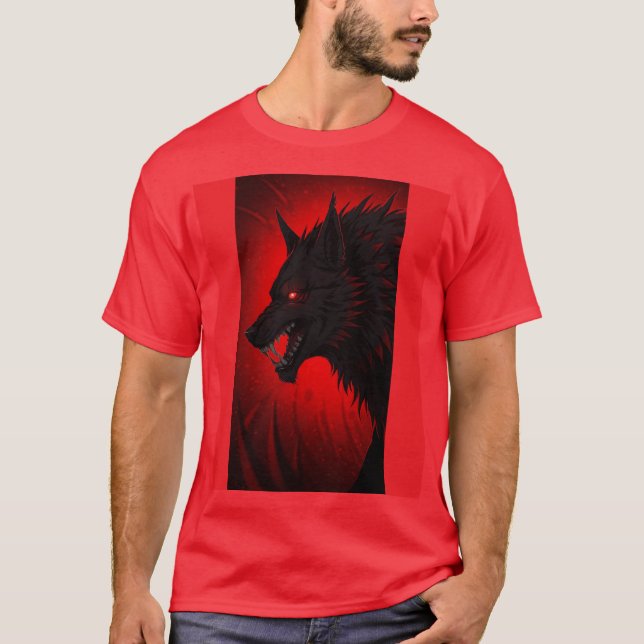 "Demonic Alpha Wolf – Red-Eyed Fury Art" T-Shirt (Front)