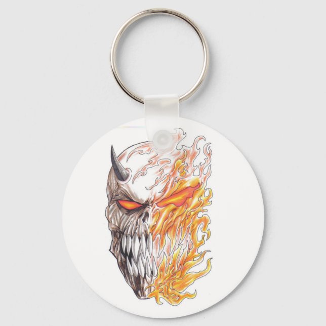 Demonic Art Head Drawing Keychain (Front)