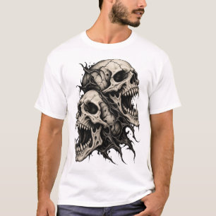 Demonic Double Skull Gothic Horror Vintage T-Shirt