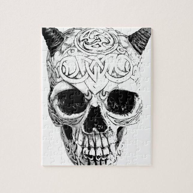 Demonic Halloween Skull. Digital Gothic Horror Jigsaw Puzzle (Vertical)