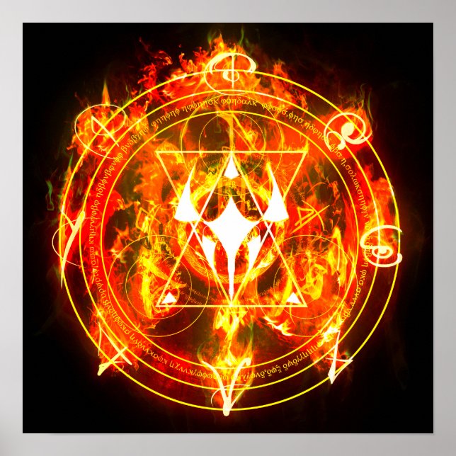 Demonic Hellfire Sigil of Chaos Infernal Red Poster (Front)