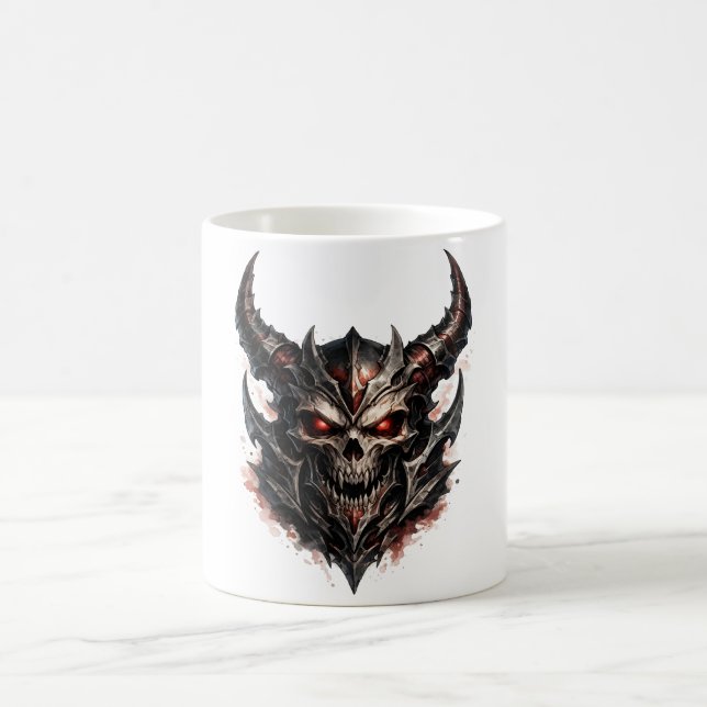 Demonic Skull with Horns Coffee Mug (Center)