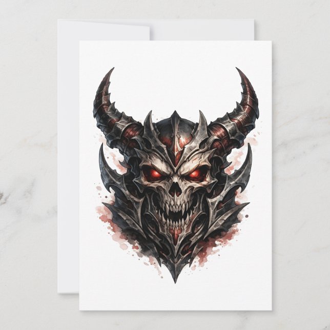 Demonic Skull with Horns Invitation (Front)