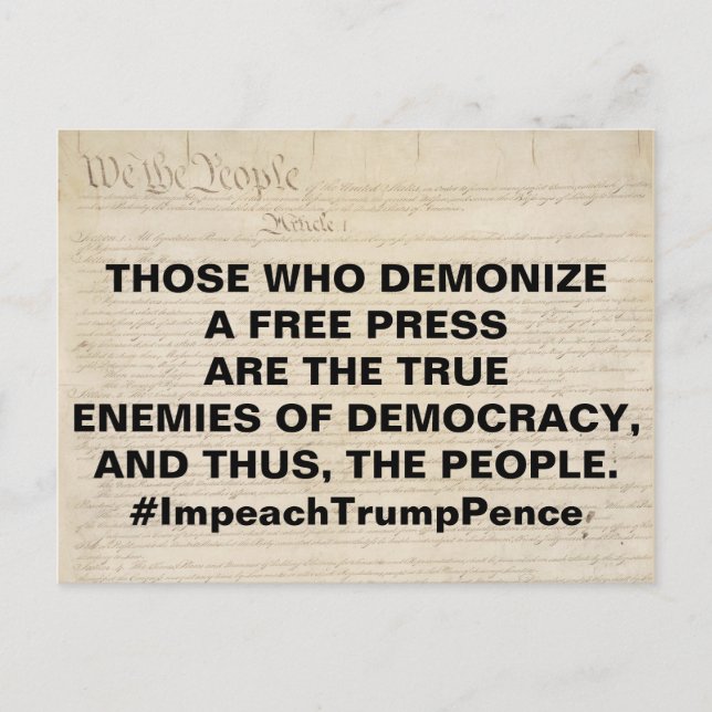 Demonise a Free Press True Enemy of People Postcard (Front)