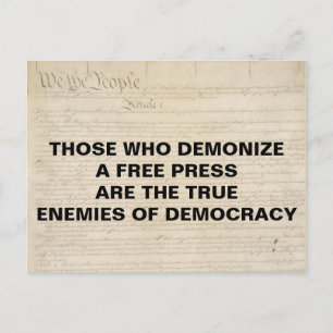 Demonise Press Enemy of Democracy First Amendment Postcard