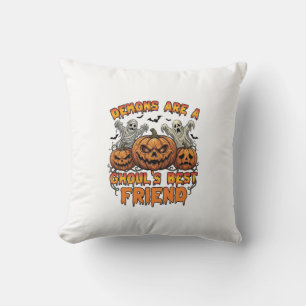 Demons Are Ghouls Friend Pumpkins Mummy Ghost Bats Cushion