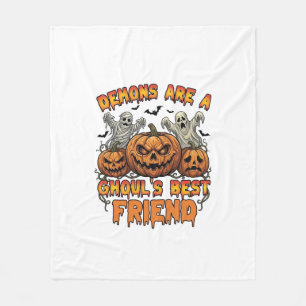 Demons Are Ghouls Friend Pumpkins Mummy Ghost Bats Fleece Blanket