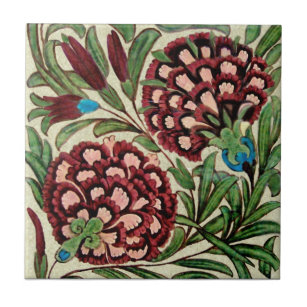 Beautiful Antique Victorian Floral tile   21/61A 