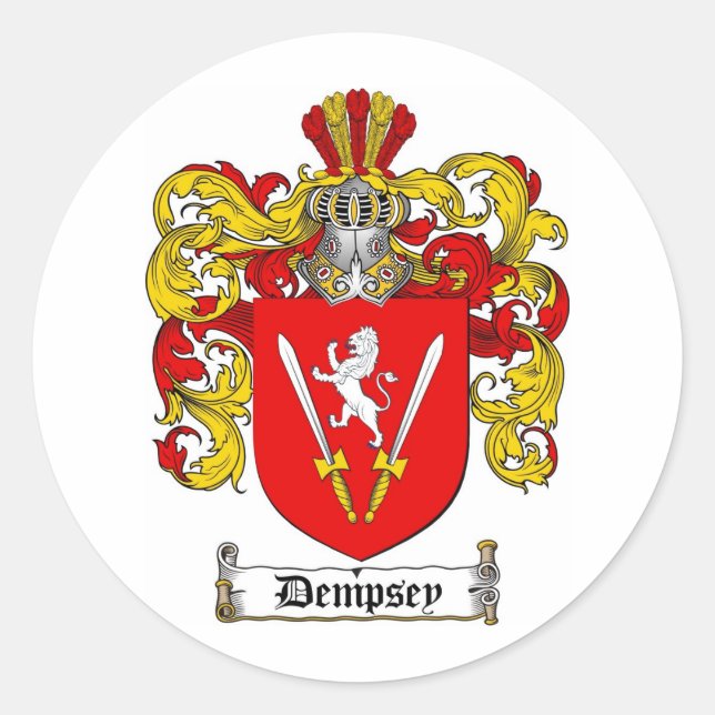 DEMPSEY FAMILY CREST -  DEMPSEY COAT OF ARMS CLASSIC ROUND STICKER (Front)