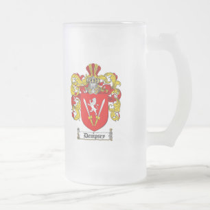 DEMPSEY FAMILY CREST -  DEMPSEY COAT OF ARMS FROSTED GLASS BEER MUG