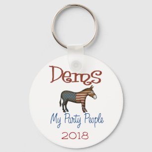 DEMS My Party Patriotic Donkey Design Key Ring