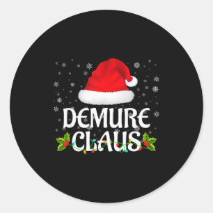 Demure Claus Christmas Lights Santa Pajama Family Classic Round Sticker