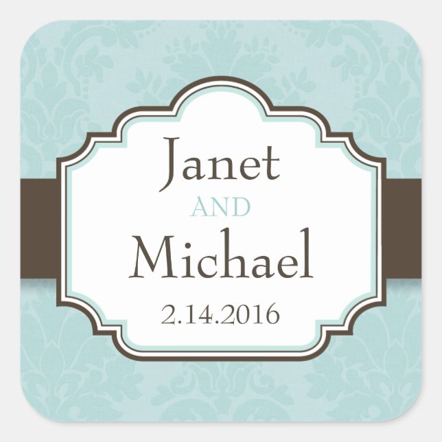 Demure Damask Large Square Stickers/Seals Sticker (Front)