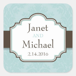 Demure Damask Large Square Stickers/Seals Sticker