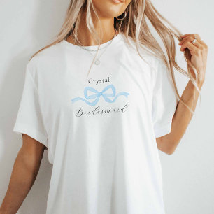 Demure Light Blue Bow Bridesmaid Proposal T-Shirt