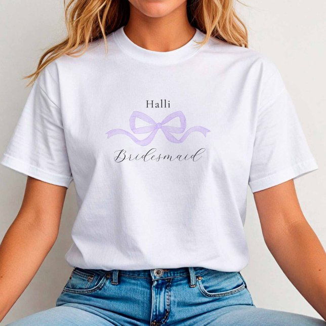 Demure Lilac Bow Bridesmaid Proposal T-Shirt (Lilac Bow Tshirt)