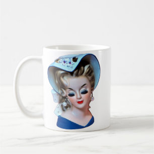 Demure Southern Belle Head Vase Bonnet Lady Coffee Mug