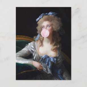 Demure with Pink Bubble Gum Postcard