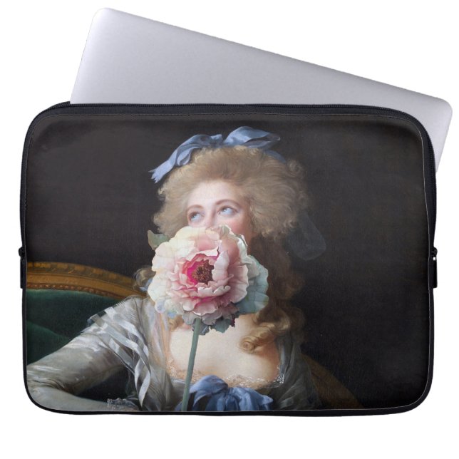 Demure with Pink Peony Laptop Sleeve (Front)