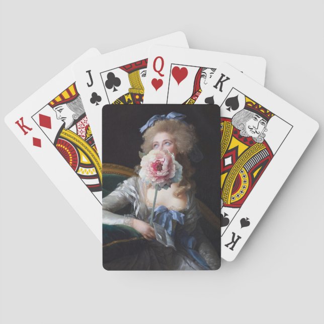 Demure with Pink Peony Playing Cards (Back)