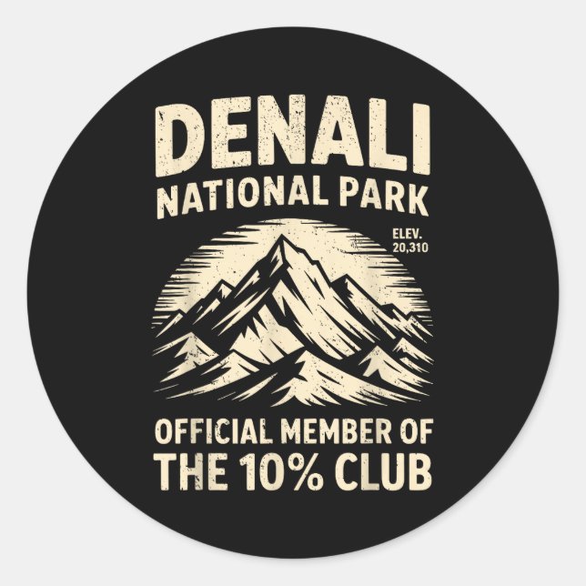 Denali 10 Percent Club Alaska National Park Hiking Classic Round Sticker (Front)