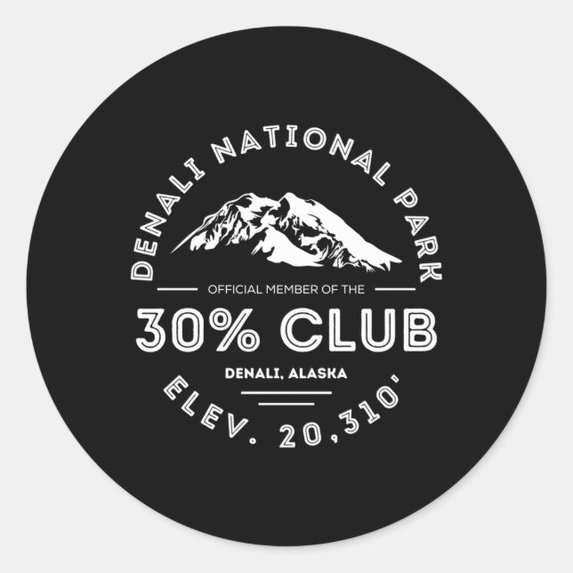 Denali 30 Club Alaska National Park Classic Round Sticker (Front)