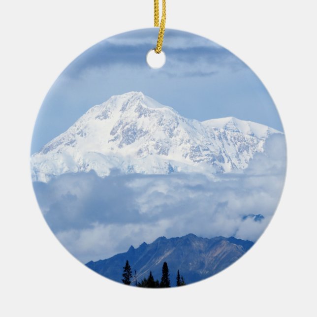 Denali Alaska Mountain Photo Ceramic Tree Decoration (Front)