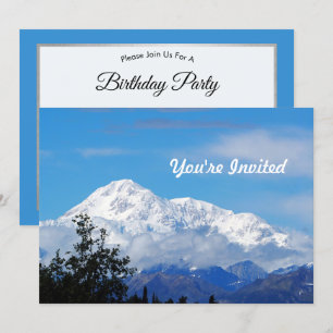 Denali Alaska Mountain Snow Photo Birthday Invitation