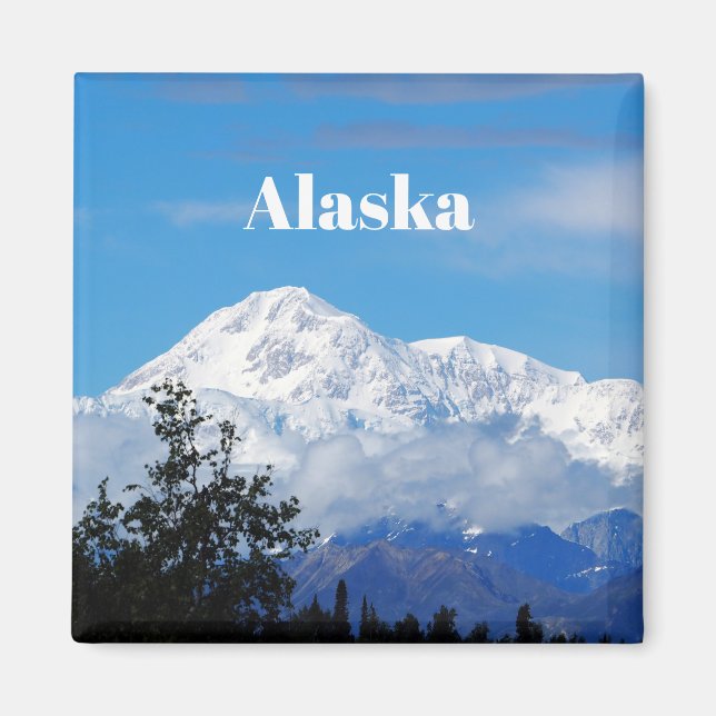 Denali Alaska Mountain Snow Photo Magnet (Front)