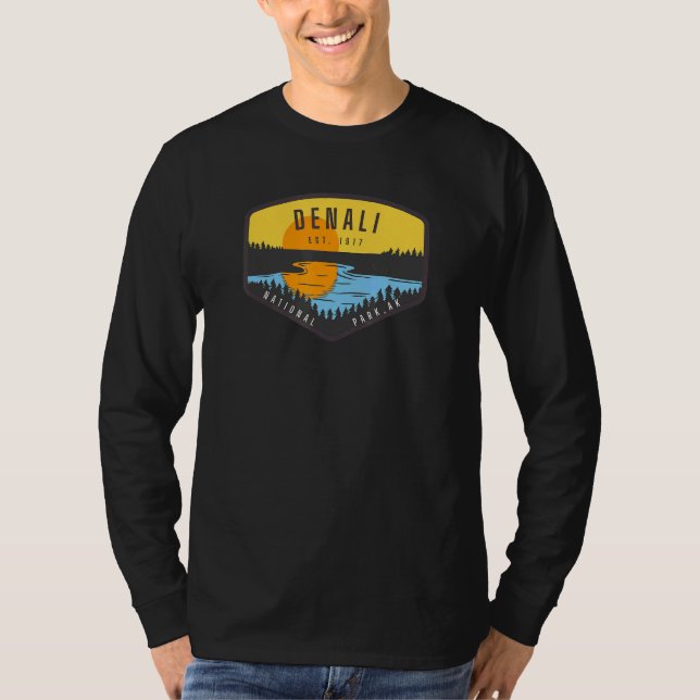 Denali Alaska Park Sunset Trees T-Shirt (Front)