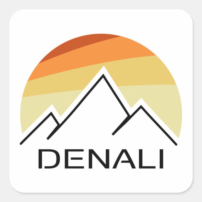 Denali Alaska Retro Square Sticker (Front)