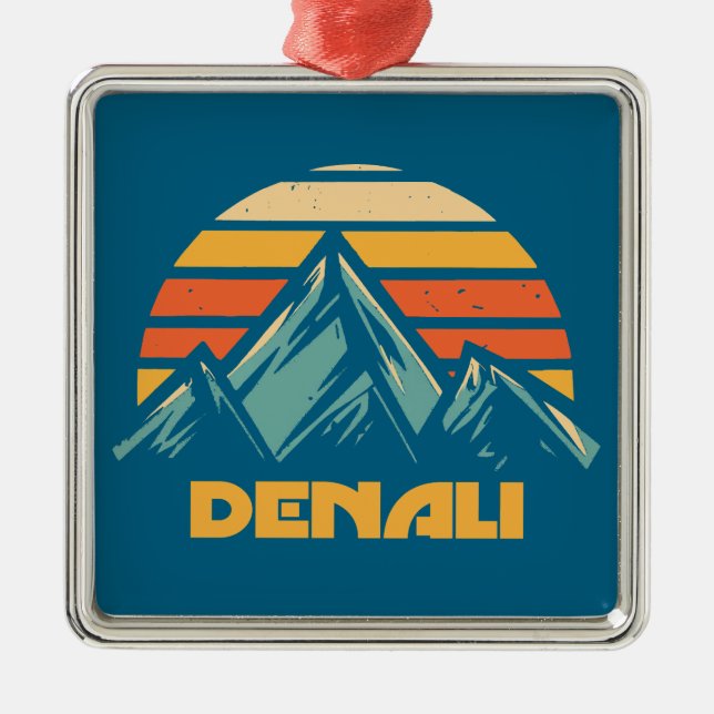 Denali Alaska Retro Turquoise Metal Tree Decoration (Front)