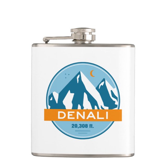 Denali Alaska Stars Moon Hip Flask (Front)