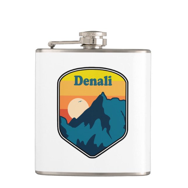 Denali Alaska Sunrise Hip Flask (Front)
