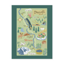 Denali Borough Map Postcard