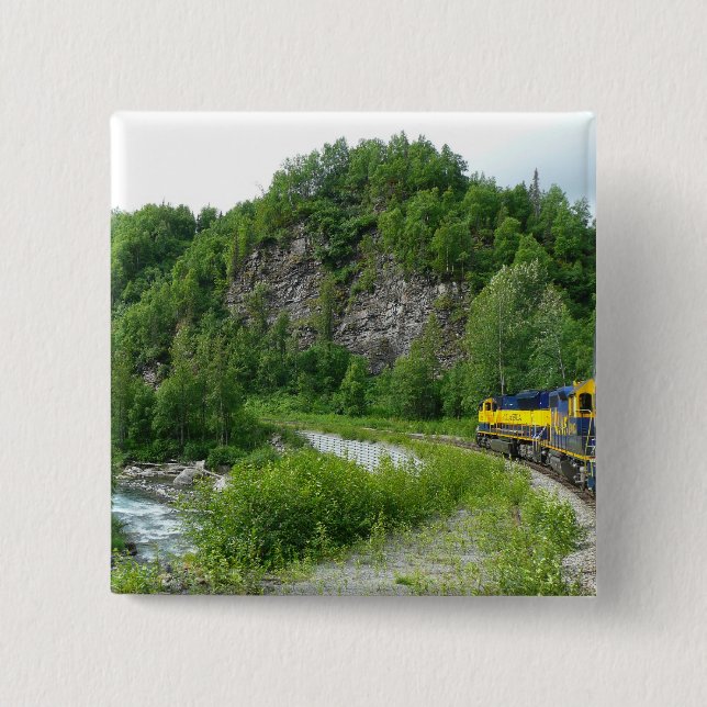 Denali Express Alaska Train Vacation Photography 15 Cm Square Badge (Front)