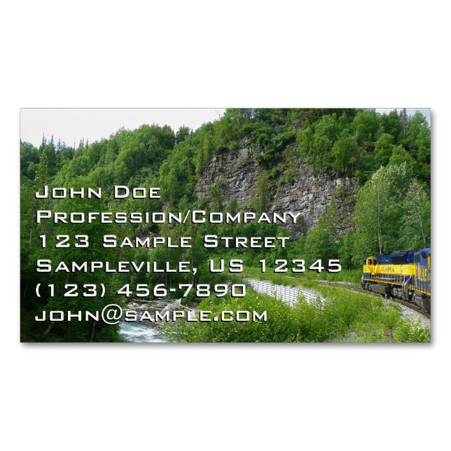 Denali Express Alaska Train Vacation Photography Magnetic Business Card (Front)