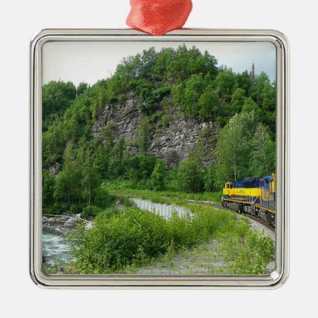 Denali Express Alaska Train Vacation Photography Metal Tree Decoration (Front)