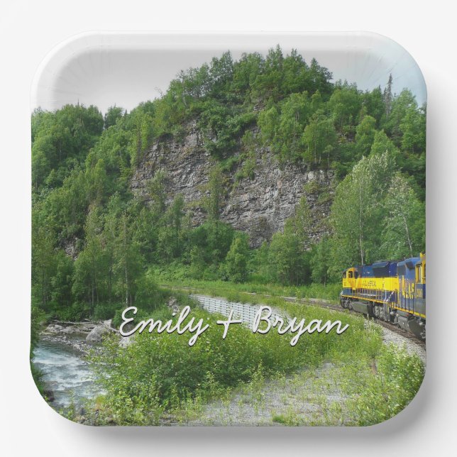 Denali Express Alaska Train Vacation Photography Paper Plate (Front)