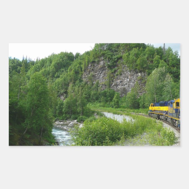 Denali Express Alaska Train Vacation Photography Rectangular Sticker (Front)