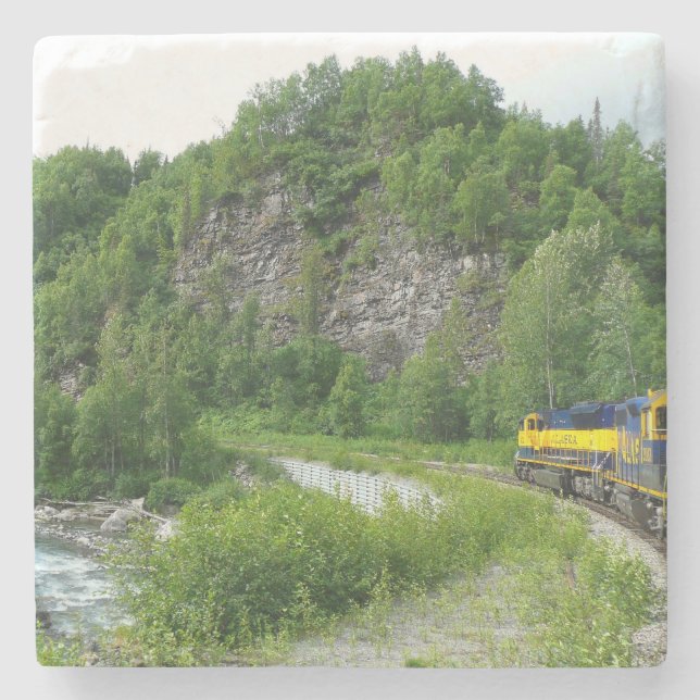 Denali Express Alaska Train Vacation Photography Stone Coaster (Front)