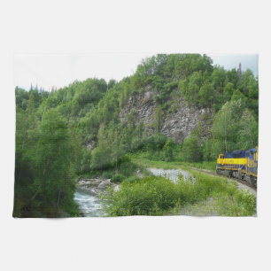 Denali Express Alaska Train Vacation Photography Tea Towel