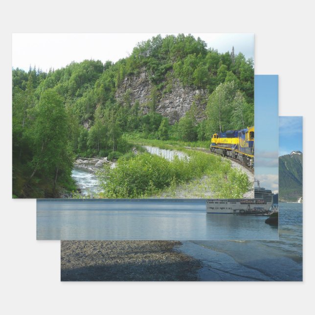 Denali Express Alaska Train Vacation Photography Wrapping Paper Sheet (Set)